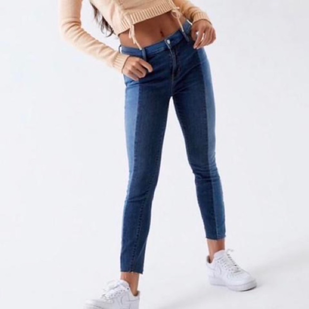 Pacsun high rise skinny jegging 2 tone raw hem size 23
